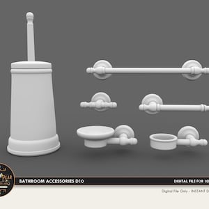1:12 Bathroom Accessories D10 toilet, towel, bar, soap Dollhouse Miniature - 3D STL PRINT file Instant Download