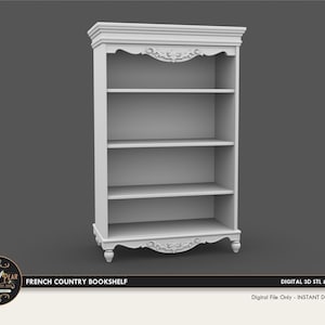 1:12 French Country Bookshelf  Dollhouse Miniature - 3D STL PRINT file Instant Download