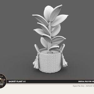 1:12 Basket with Tree plant planter Dollhouse Miniature - 3D STL PRINT file Instant Download