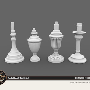 1:12 tafellampvoetset A2 poppenhuisminiatuur-3D STL PRINT-bestand direct downloaden