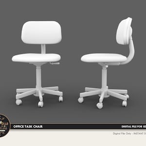 1:12 Office Task Chair for desk Dollhouse Miniature - 3D STL PRINT file Instant Download