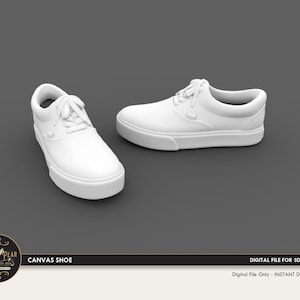 1:12 Canvas Shoes Sneaker Tennis Shoes Dollhouse Miniature - 3D STL PRINT file Instant Download