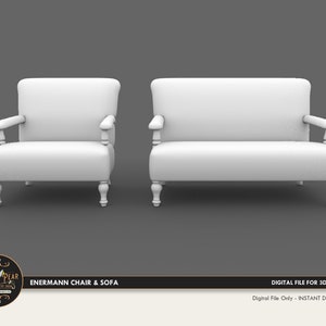 1:12 Endermann Chair & Sofa Dollhouse Miniature - 3D STL PRINT file Instant Download