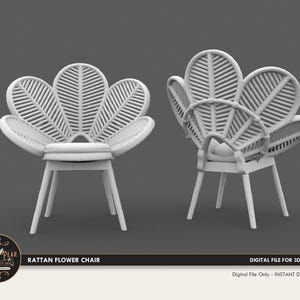 1:12 Rattan Flower Chair boho style Dollhouse Miniature - 3D STL PRINT file Instant Download