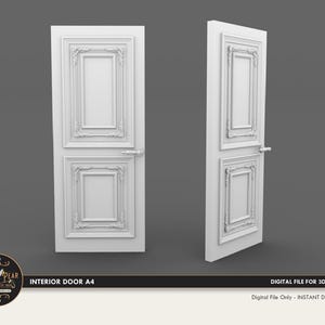 1:12 Interior Door A4 Dollhouse Miniature - 3D STL PRINT file Instant Download