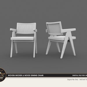 1:12 Wood Wicker Dining Chair  Dollhouse Miniature - 3D STL PRINT file Instant Download