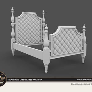1:12 Lilah Twin Chesterfield & Post Bed frame bedroom furniture  Dollhouse Miniature - 3D STL PRINT file Instant Download