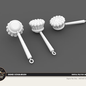1:12 Dishes Scub brush Dollhouse Miniature - 3D STL PRINT file Instant Download