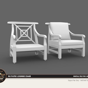 1:12 RH Outdoor Lounge Chair Dollhouse Miniature - 3D STL PRINT file Instant Download