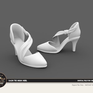 1:12 Sash Tie High Heel Shoes for closets, bedroom, store  Dollhouse Miniature - 3D STL PRINT file Instant Download