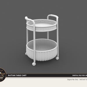 1:12 Rattan Table Cart Dollhouse Miniature - 3D STL PRINT file Instant Download