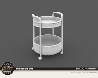 1:12 Rattan Table Cart Dollhouse Miniature - 3D STL PRINT file Instant Download
