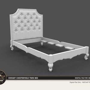 Chesterfield Twin Bed Cresset  Dollhouse Miniature - 3D STL PRINT file Instant Download