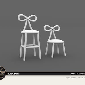 1:12 Bow Chairs   Dollhouse Miniature - 3D STL PRINT file Instant Download