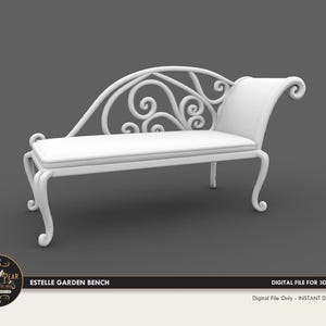 1:12 Estelle Garden Bench Dollhouse Miniature - 3D STL PRINT file Instant Download