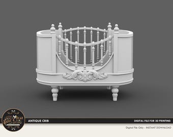 Dollhouse Miniature Crib: Antique Style 3D Print STL File