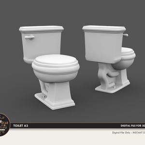 1:12 Toilet A3 Dollhouse Miniature - 3D STL PRINT file Instant Download