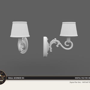 1:12 Wall Sconce K4 wall light Dollhouse Miniature - 3D STL PRINT file Instant Download