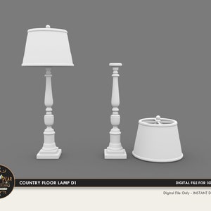 1:12 Country Floor Lamp D1  Dollhouse Miniature - 3D STL PRINT file Instant Download