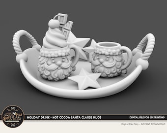 Dollhouse Christmas Cocoa 3D Print File: Santa Mug Miniature (STL Download