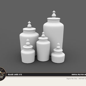 1:12 Glass Jars J12 Dollhouse Miniature - 3D STL PRINT file Instant Download