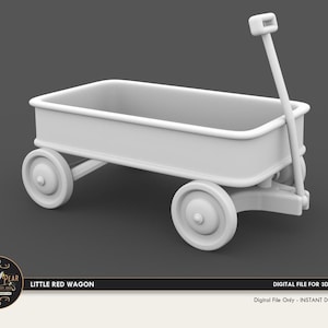 1:12 Little Red Wagon Dollhouse Miniature - 3D STL PRINT file Instant Download