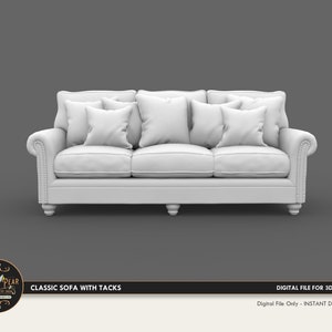 1:12 Klassisches Familien Sofa mit Zacken & Kissen Puppenhaus Miniatur - 3D STL PRINT Datei Sofort Download
