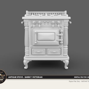 1:12 Antique Victorian Quirky Styled Stove Oven kitchen appliance Dollhouse Miniature - 3D STL PRINT file Instant Download