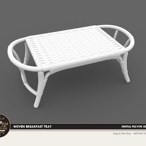 1:12 Woven Breakfast tray, kitchen tray  Dollhouse Miniature - 3D STL PRINT file Instant Download
