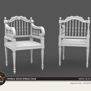 1:12 Wood Spindle Craft Chair Dollhouse Miniature - 3D STL PRINT file Instant Download
