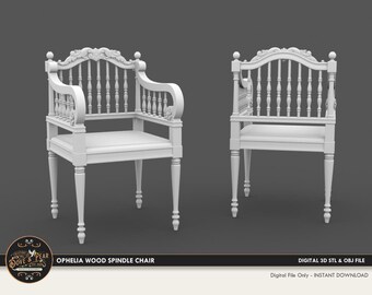 1:12 Wood Spindle Craft Chair Dollhouse Miniature - 3D STL PRINT file Instant Download