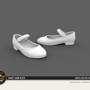 1:12 Mary Jane flache Schuhe Puppe, Schrank Schlafzimmer Requisite Puppenhaus Miniatur - 3D STL PRINT Datei Instant Download