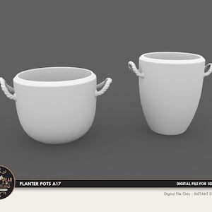 1:12 Planter Pots A17 Dollhouse Miniature - 3D STL PRINT file Instant Download