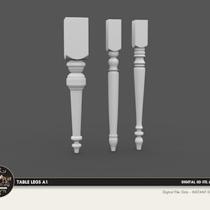 Puede incluir: Tres patas de mesa blancas impresas en 3D con un diseño torneado. Las patas miden aproximadamente 46 cm de alto y tienen un estilo clásico y tradicional.