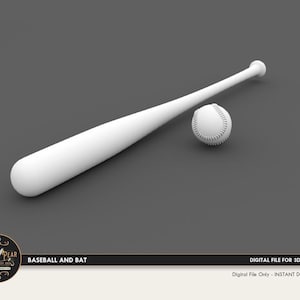 1:12 Baseball and Bat Dollhouse Miniature - 3D STL PRINT file Instant Download