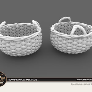 1:12 Runde behandelt Korb A12 Puppenhaus Miniatur - 3D STL PRINT Datei Sofort Download