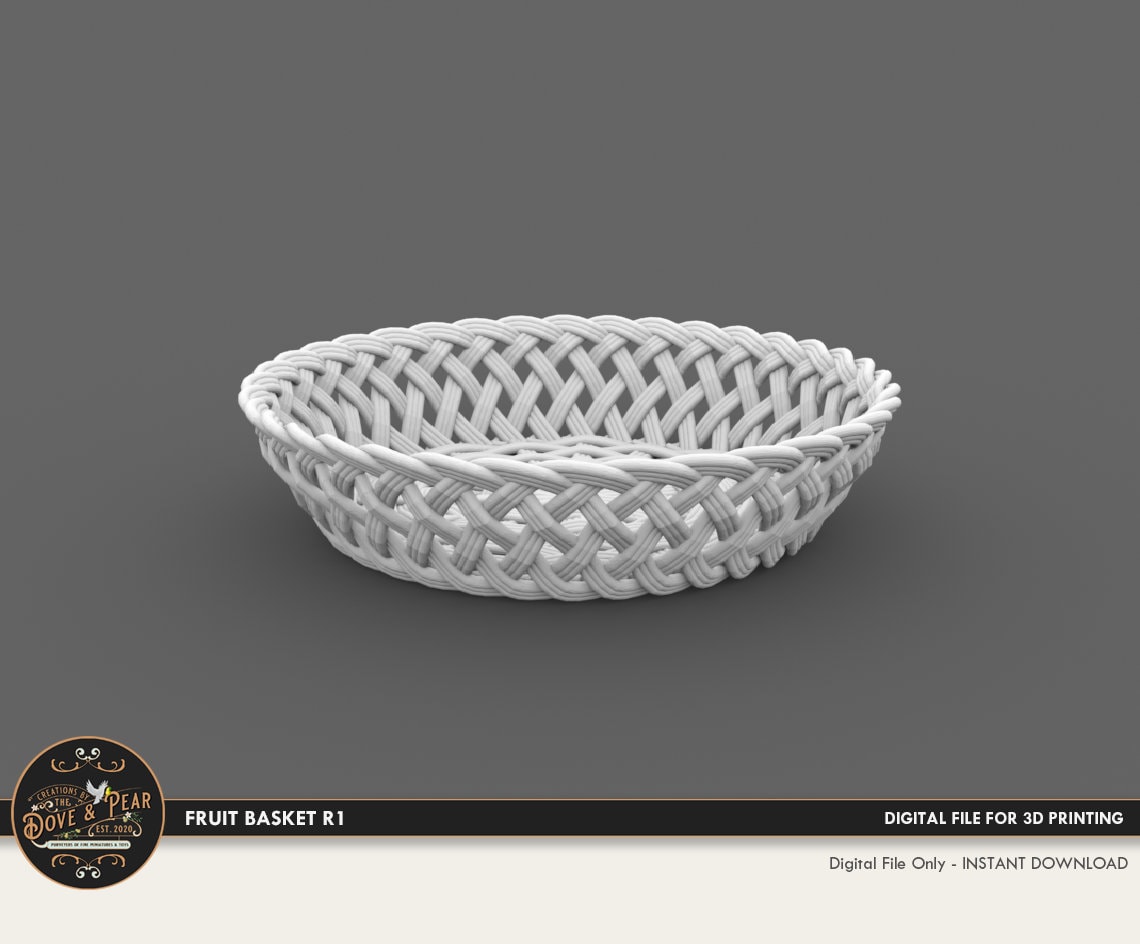 1:12 Fruit Basket R1 Dollhouse Miniature - 3D STL PRINT File