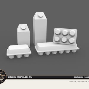 1:12 Kitchen Containers D16 Dollhouse Miniature - 3D STL PRINT file Instant Download