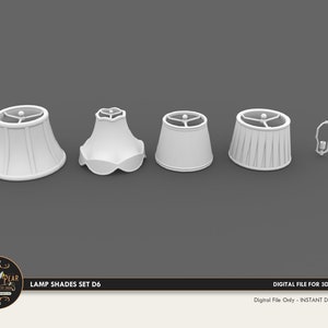 May include: Set of six white lampshades for 3D printing. The set includes four different styles of lampshades and a lampshade fitting.