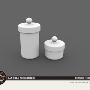 1:12 Bathroom Accessories D1 Dollhouse Miniature - 3D STL PRINT file Instant Download