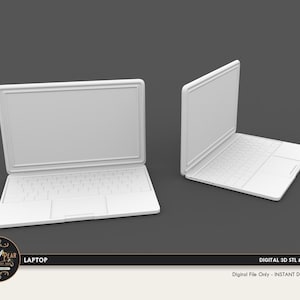 1:12 Laptop Dollhouse Miniature - 3D STL PRINT file Instant Download