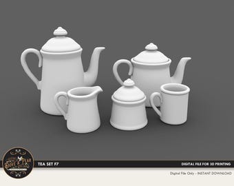 Dollhouse Tea Set 3D Print File (STL)