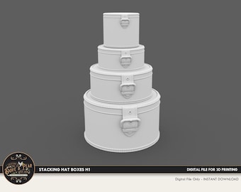 1:12  Hat Stacking Boxes H1 Dollhouse Miniature - 3D STL PRINT file Instant Download