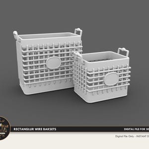 1:12 Rectangle Wire Baskets Dollhouse Miniature - 3D STL PRINT file Instant Download