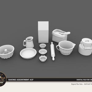 Accesorios para hornear A27 Casa de muñecas en miniatura a escala 1:12 - Archivo de impresión 3D STL Descarga instantánea
