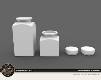 1:12 Kitchen Jars A12 Dollhouse Miniature - 3D STL PRINT file Instant Download