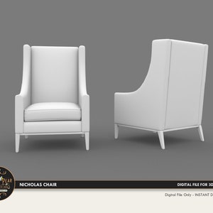 1:12 Nicholas Chair armchair, living room Dollhouse Miniature - 3D STL PRINT file Instant Download