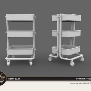 1:12 Craft Cart Shelves Storage Dollhouse Miniature - plik 3D STL PRINT do natychmiastowego pobrania