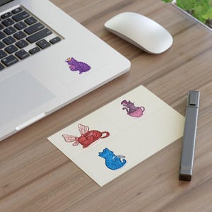 Whimsical Cat Sticker Sheets, Cute Pet Decals for Cat Lovers, Fun Planner Stickers, Gifts for Cat Owners, Home Decor, Scrapbooking