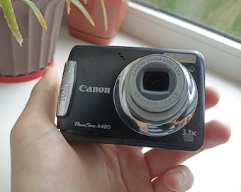 Canon PowerShot A480 Schwarz 10,0 MP digitale Kompaktkamera, FUNKTIONIERT VOLLSTÄNDIG